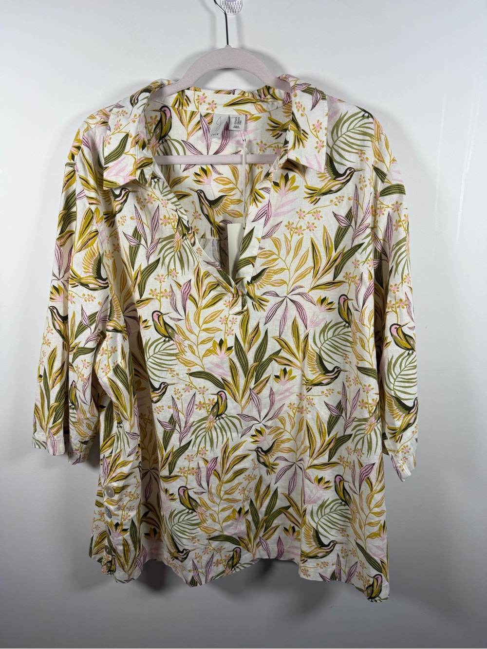 JOIE | BNWT Tropical Hummingbird Linen Blend Tunic Size 2X
